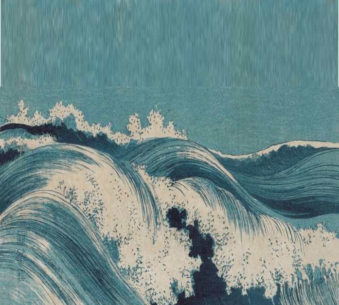 Japanische Wellen im traditionellen Ukiyo-e-Stil, inspiriert von Hokusai