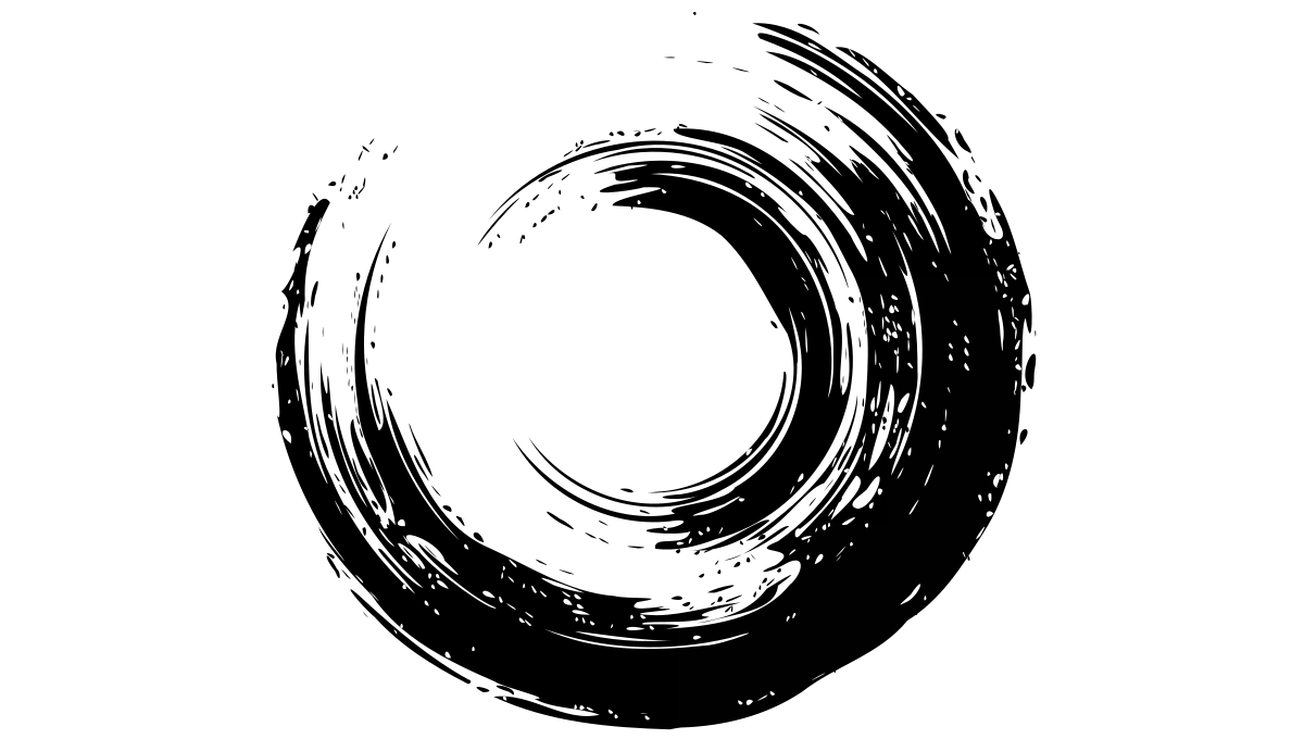 Ein handgezeichneter Zen-Zirkel (Ensō) mit unregelmäßiger Form. Symbol für die Einheit von Perfektion und Imperfektion – und dafür, wie Scheitern ein Weg zum Erfolg sein kann.