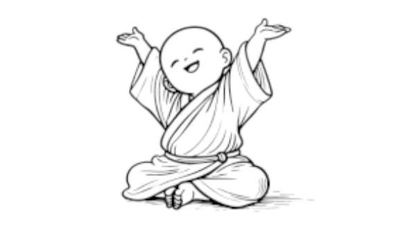 Glückliche, meditierende Hotei-Figur als Symbol für Lebensfreude durch Zen-Meditation in Berlin.