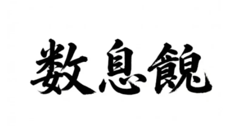 Japanische Kalligraphie für Susokukan (Atem zählen) auf weißem Hintergrund