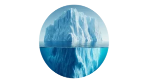 Ein Eisberg als Metapher für das Bewusstsein (Spitze) und das Unterbewusstsein (Masse unter Wasser).
