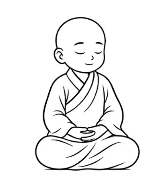 Illustration eines meditierenden Zen-Mönchs im Lotussitz.